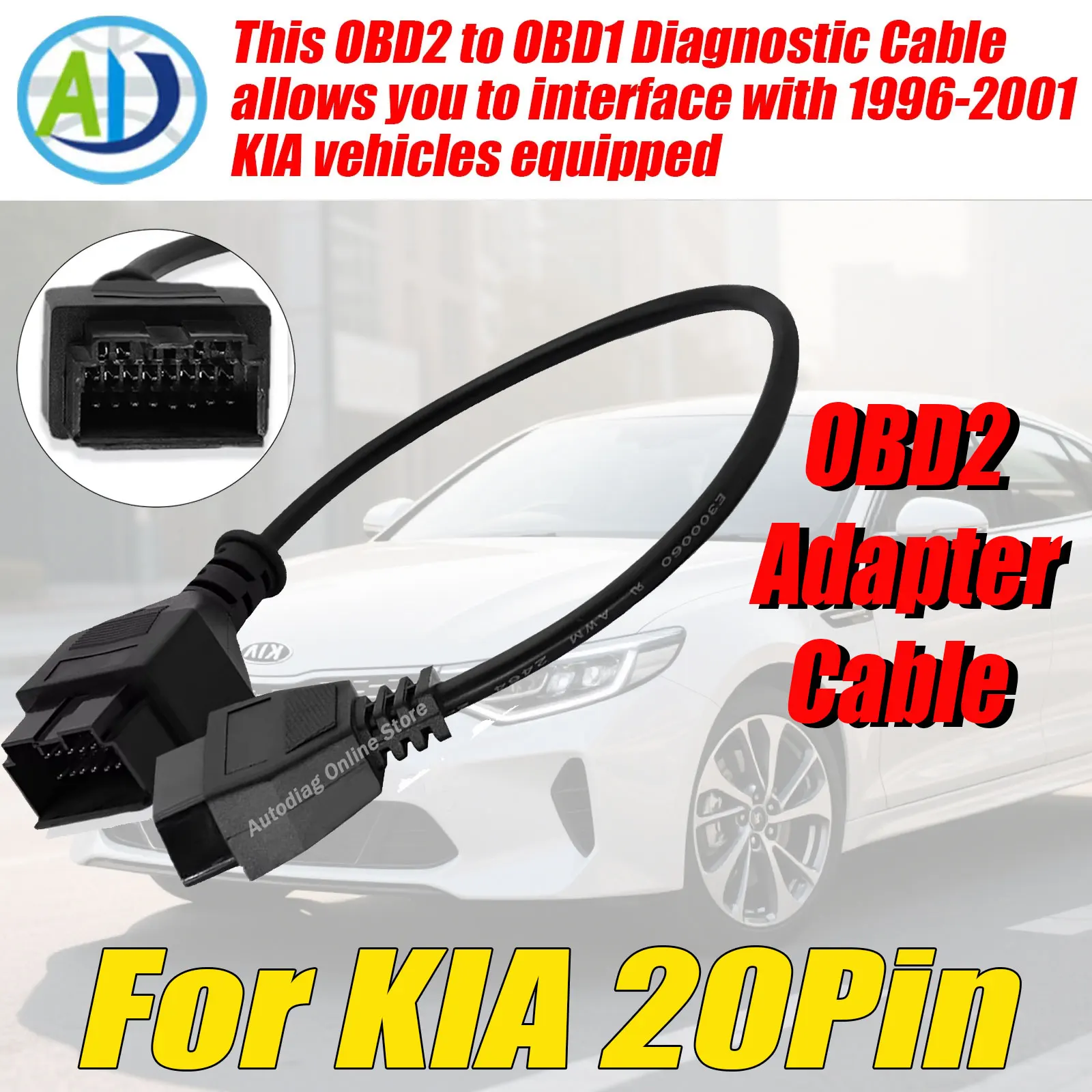 

For KIA 20Pin OBDII Diagnostic Cable 20pin to 16pin OBD2 Connector Cable for KIA Cars Auto Scanner Adapter Connector OBD Adapter