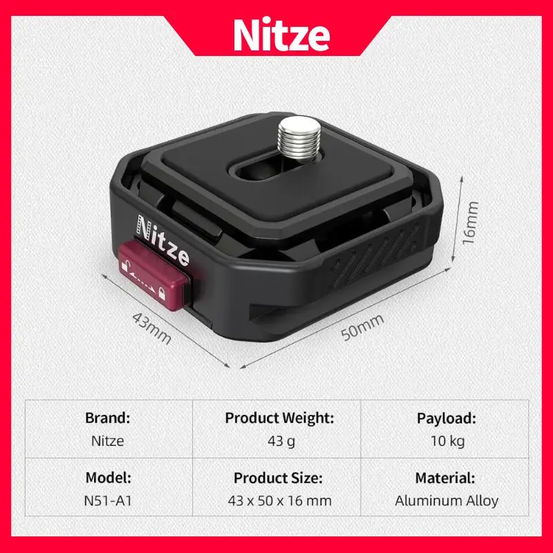 لوحة Nitze سريعة الإصدار مع لوحة Arca QR n 1/4 بوصة لبرغي للكاميرا ثلاثية القوائم