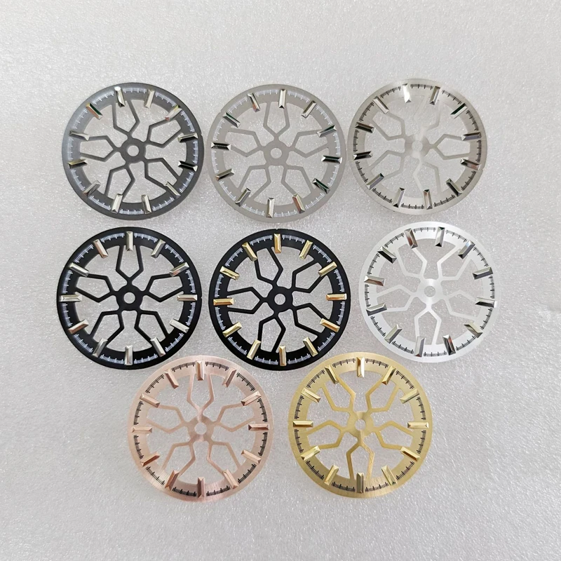 Aftermarket Watch Dial: 28.5mm Skeletonized Dial with Green Luminous Markers (Compatible with NH70 Movement)