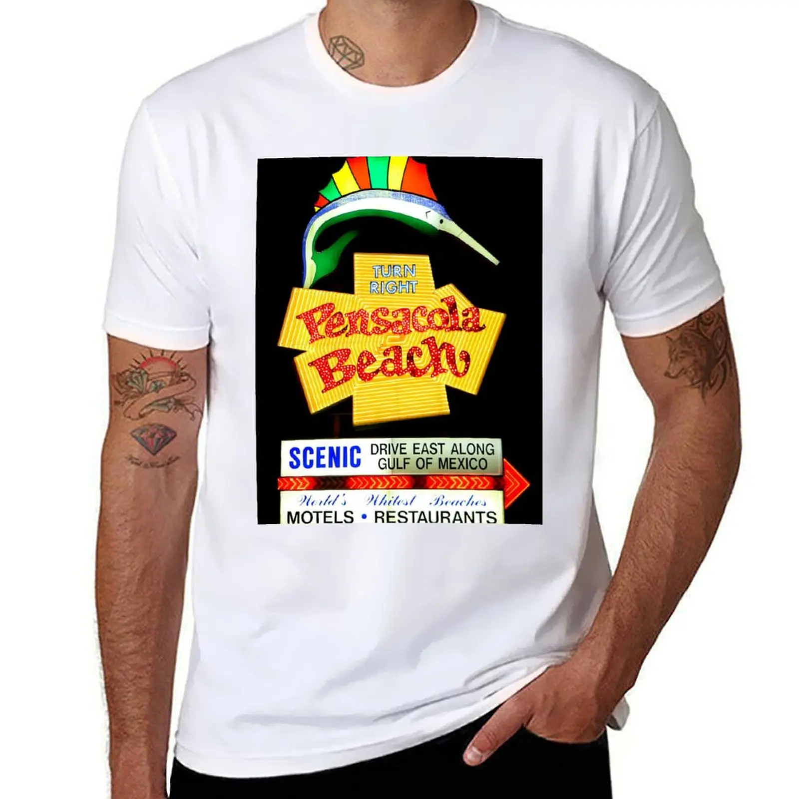 

Pensacola Beach Turn Right T-Shirt man t shirt cotton high quality mens graphic t shirts T-Shirt