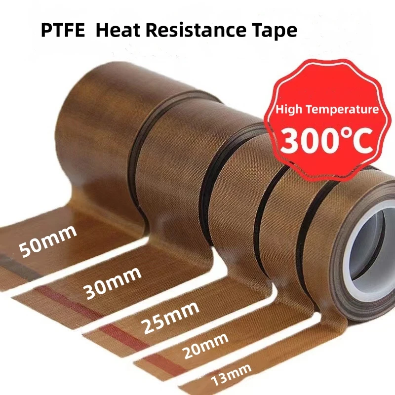 Cinta resistente a altas temperaturas, tela de PTFE de 300 grados, cinta adhesiva de sellado de aislamiento térmico, tela de 0,13/0,18mm, 10M de longitud