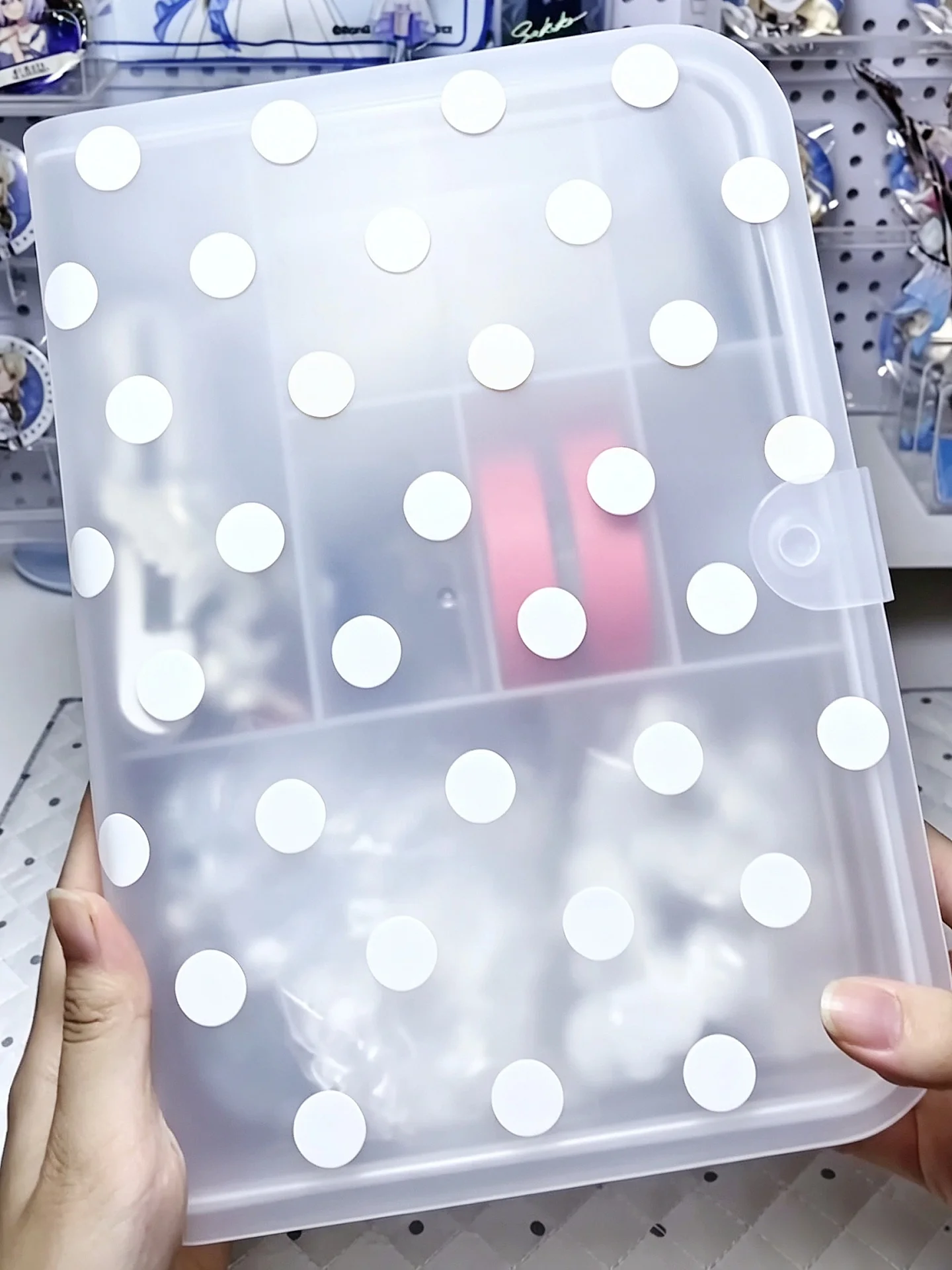 Polka Dot Desktop Organizer Box Flip Cover Material Dustproof Multi-functional Stationery Box for Home Storage And Scrapbooking