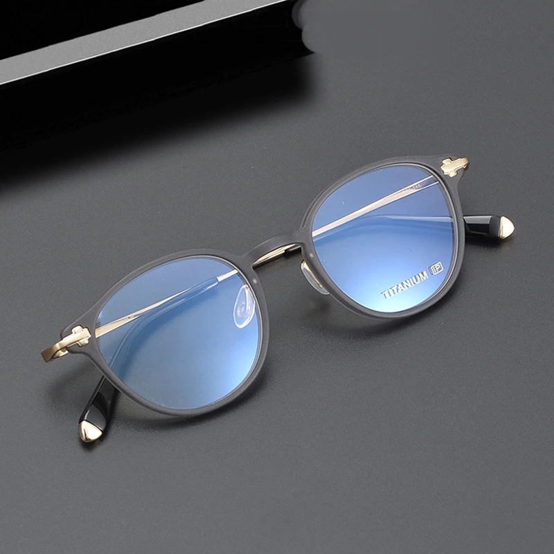 

High Quality Retro Round Optical Glasses Frame Men Vintage Titanium Matte Acetate Eyeglasses for Women Classic Literary Eyewear