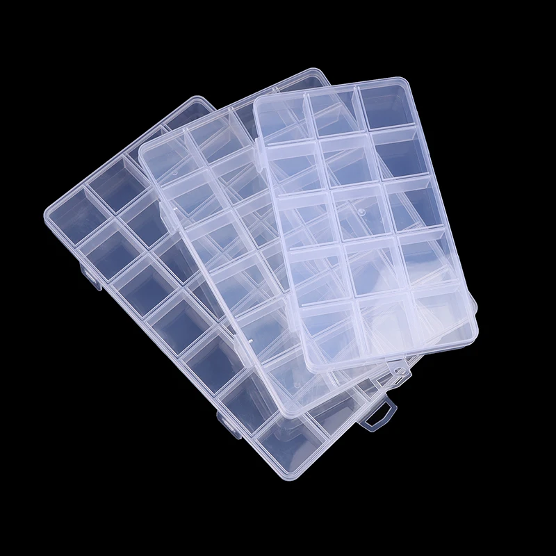 24/15/28 Grids Transparent Plastic Embroidery Floss Storage Box Floss Bobbins Storage Organizer DIY Cross Stitch Sewing Tools