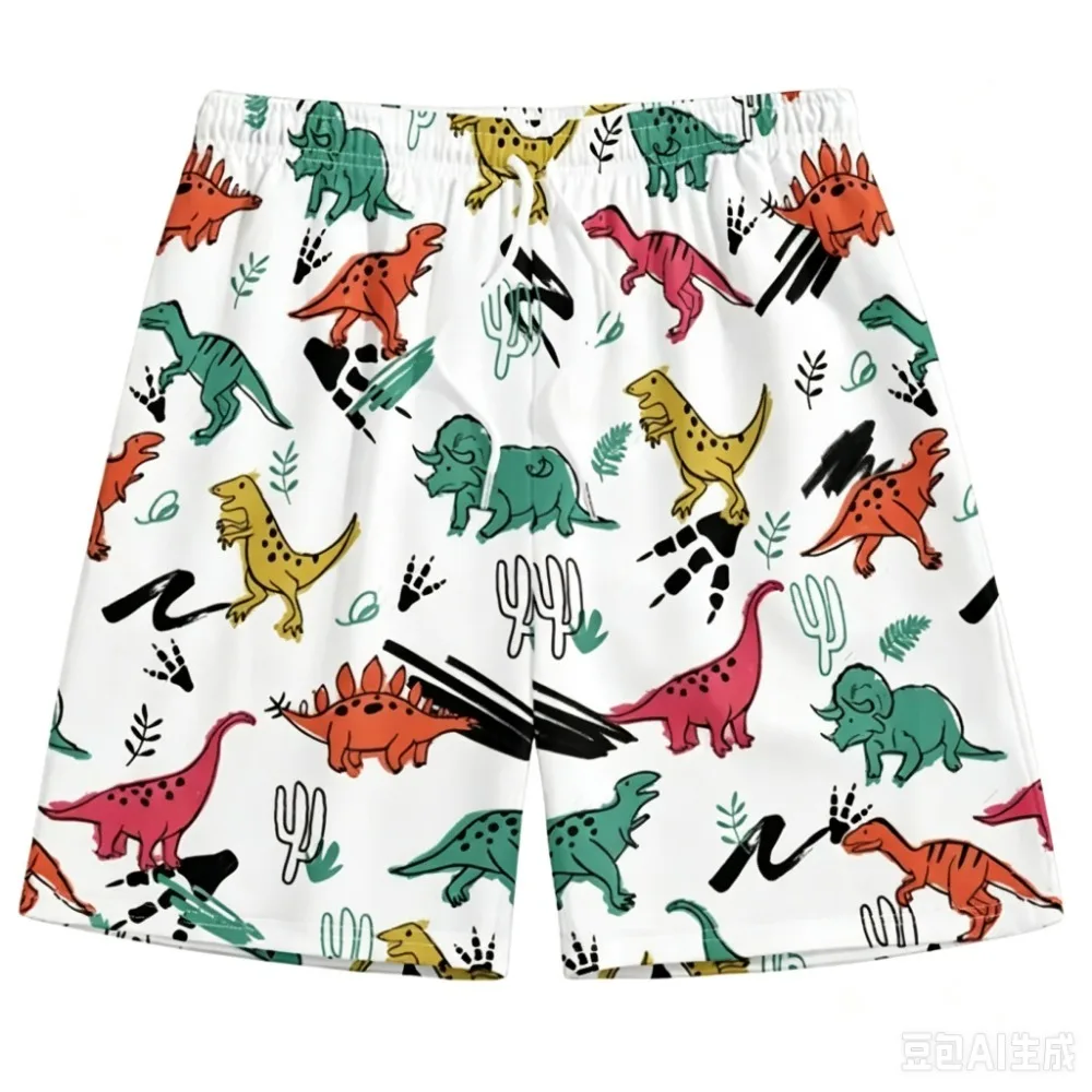 Retro Skull Pattern 3D Printed Men's Beach Pants - Casual Trendy Breathable and Quick-Drying Hip-hop Hawaiian Style Surf  Shorts