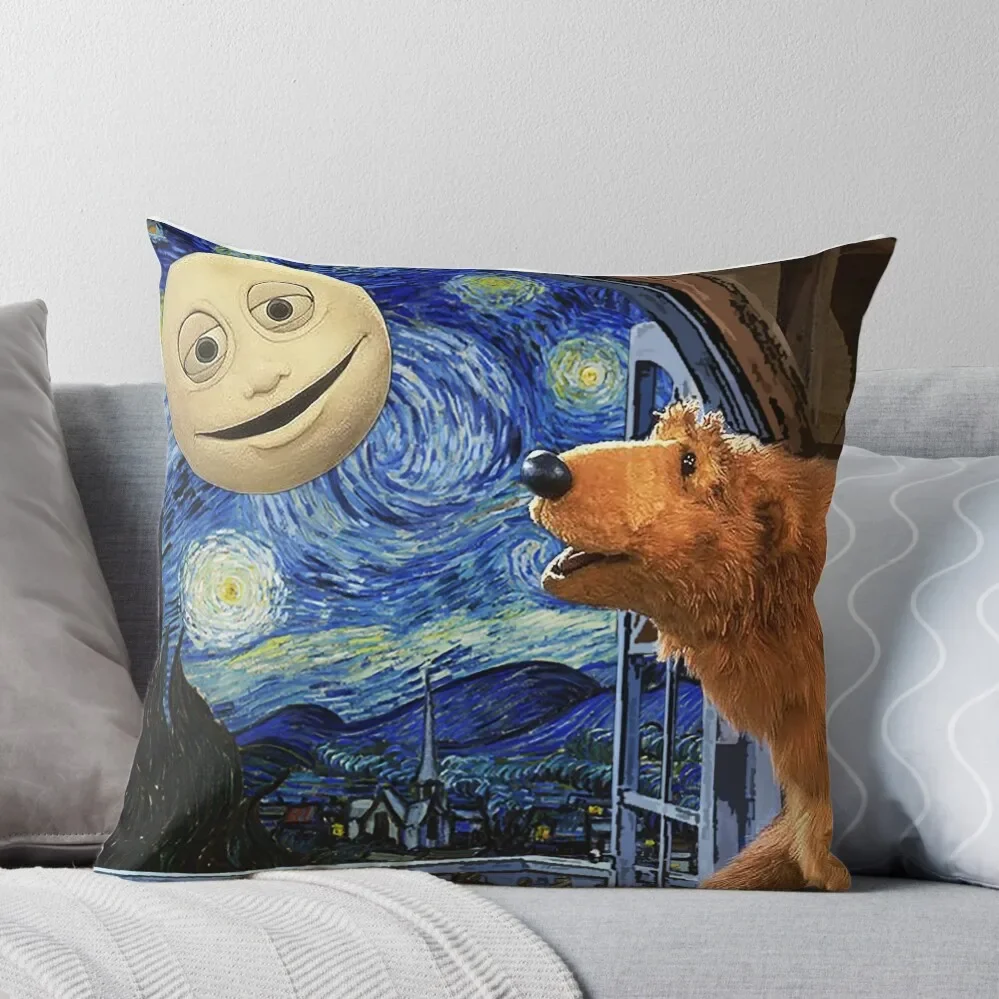 

Bear in the big blue house with Starry night Throw Pillow Sofa Cushions Covers