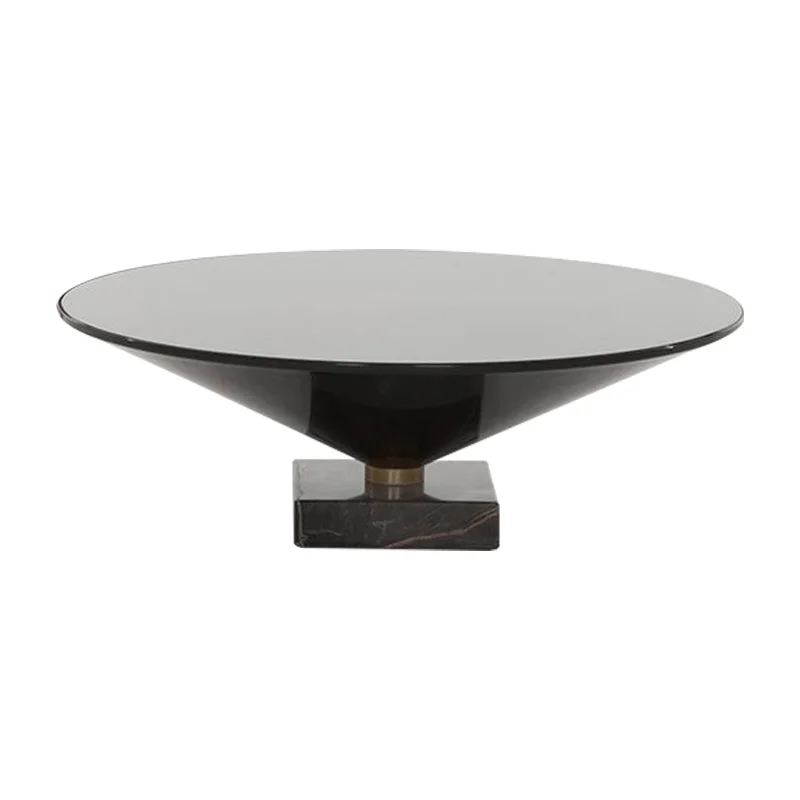 Zl Metal Funnel Tea Table Side Table Marble Tempered Glass Size round