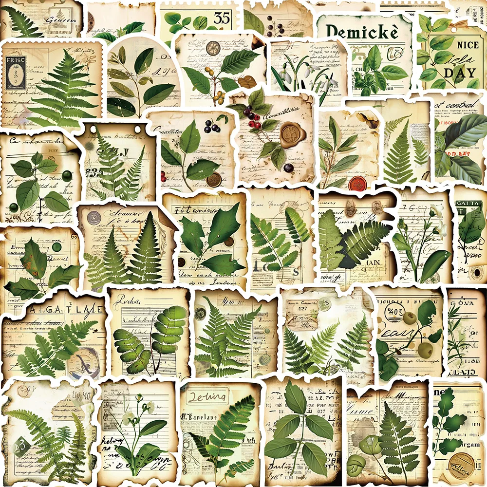 Vintage Plant Stickers Suit para crianças, decalque estético, diário, laptop, guitarra, skate, notebook, carro, brinquedos, 10, 30, 50pcs