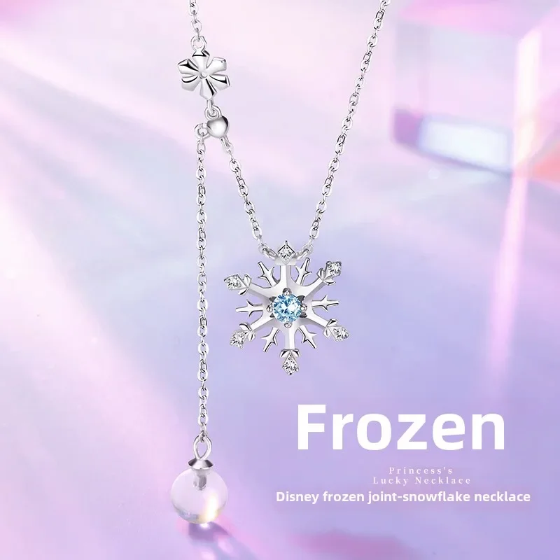 Genuine Disney Frozen Snowflake Collarbone Necklace 925 Sterling Silver Accessories