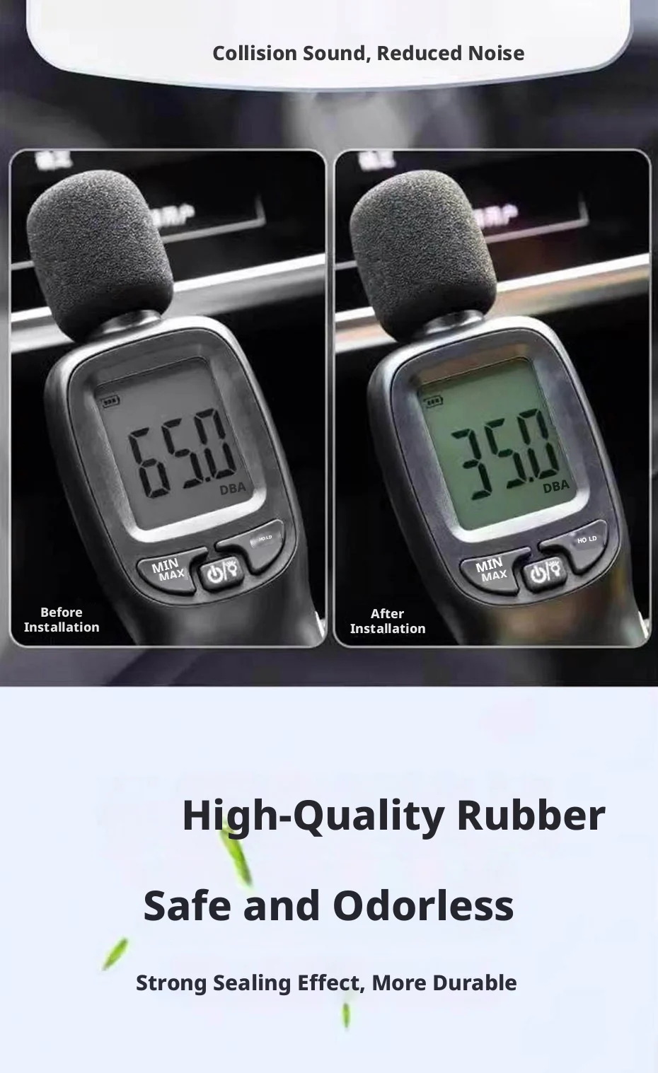 SEAMETAL Gummi-Autotürdichtungsstreifen, 3-lagig, verdickt, Schalldämmung, staubdichter Schutzstreifen, für Autotür, Motorhaube, Kofferraum, Wetterschutzleiste – Detail 7