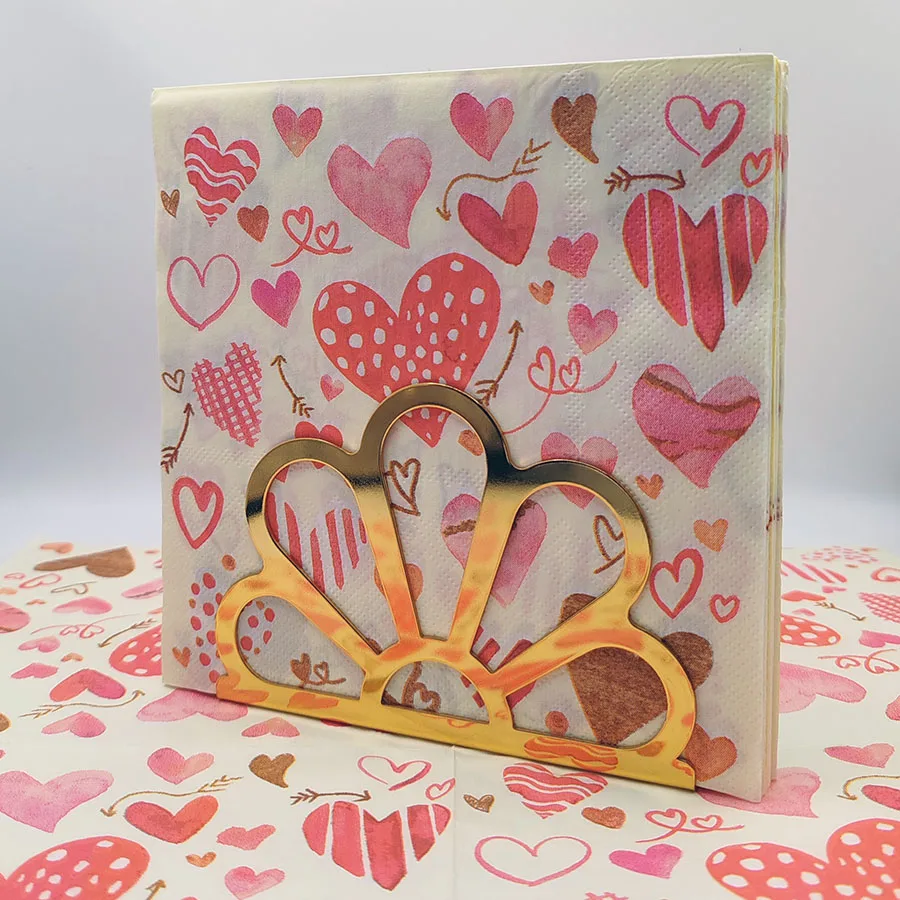Wood Pulp Printed Napkins Hotel Restaurant Wedding Wedding Pink Love Square Mouth Cloth Valentine\'s Day Coloured Paper Towels