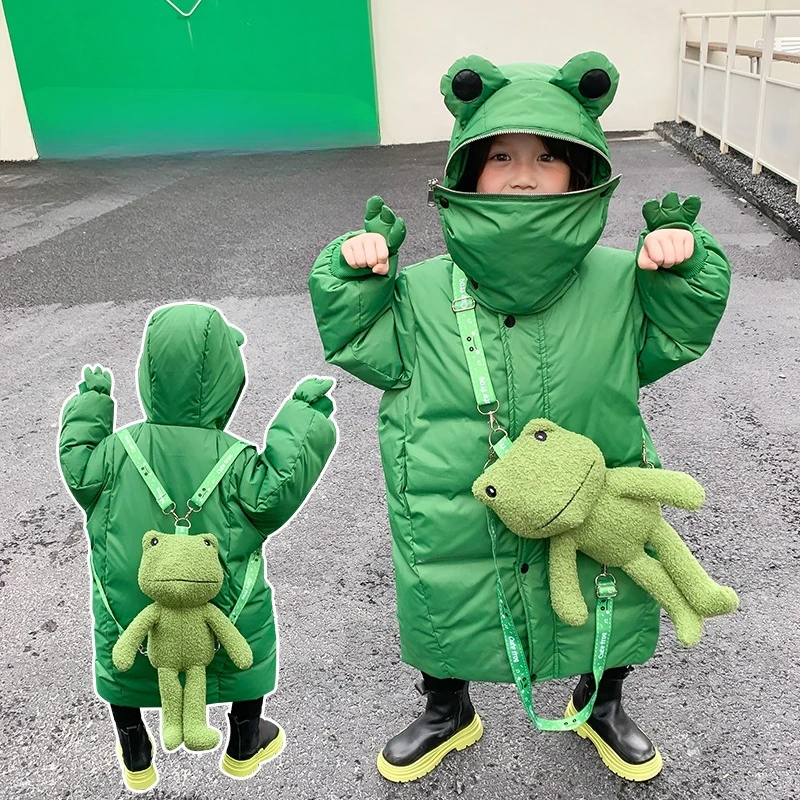 

Girls Down Cotton Coat Jacket Outerwear 2024 Frog Winter Warm Thicken Velvet Plus Size Children's Clothin