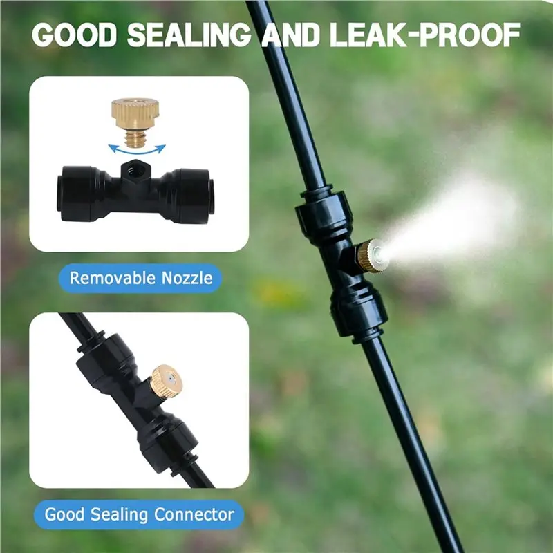 TFORU-2X Misting Cooling System Outdoor,Misting System For Patio,49FT(15M) Misting Line With 12 Brass Mist Nozzles