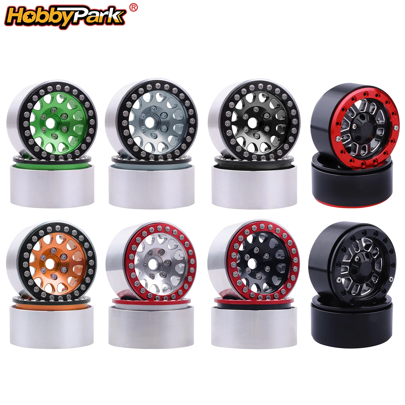 

HobbyPark Aluminum 1.9 Beadlock Wheels for 1/10 RC Crawler Compatible with Traxxas TRX4 Axial SCX10 Redcat Gen7 Gen 8 Upgrades