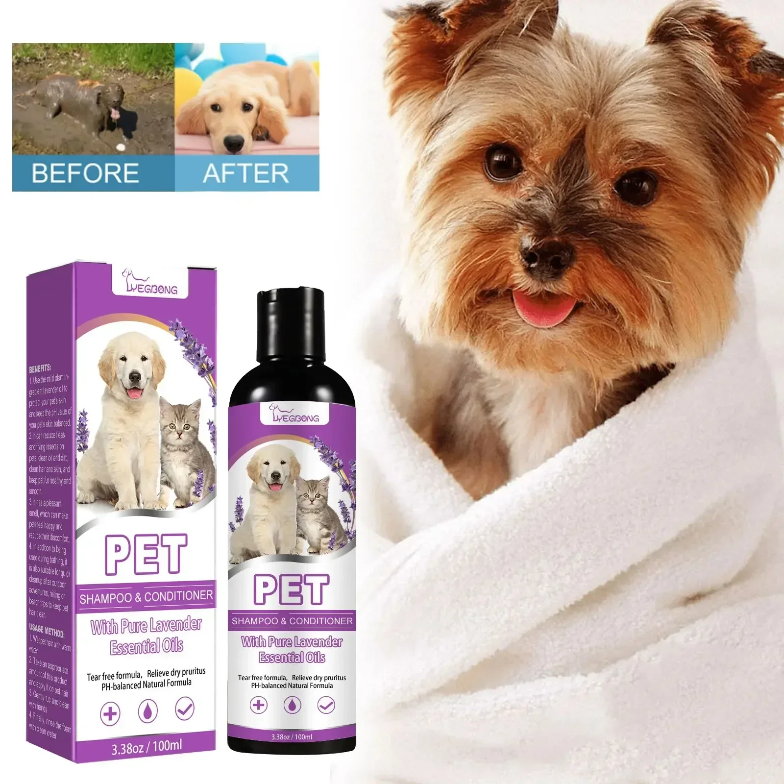 Pet Shampoo Dog Hair Softening Shampoo Puppy Cat Body Wash Deodorization Kitten Itch Relief Anti Mite Ticks Pet Hair Care Liquid