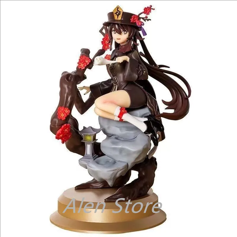 22 cm Genshin Impact Anime Figuren Hu Tao PVC Model Schattig Meisje Zitten Action Figure Ornamenten Collectie Desktop Display Gift speelgoed