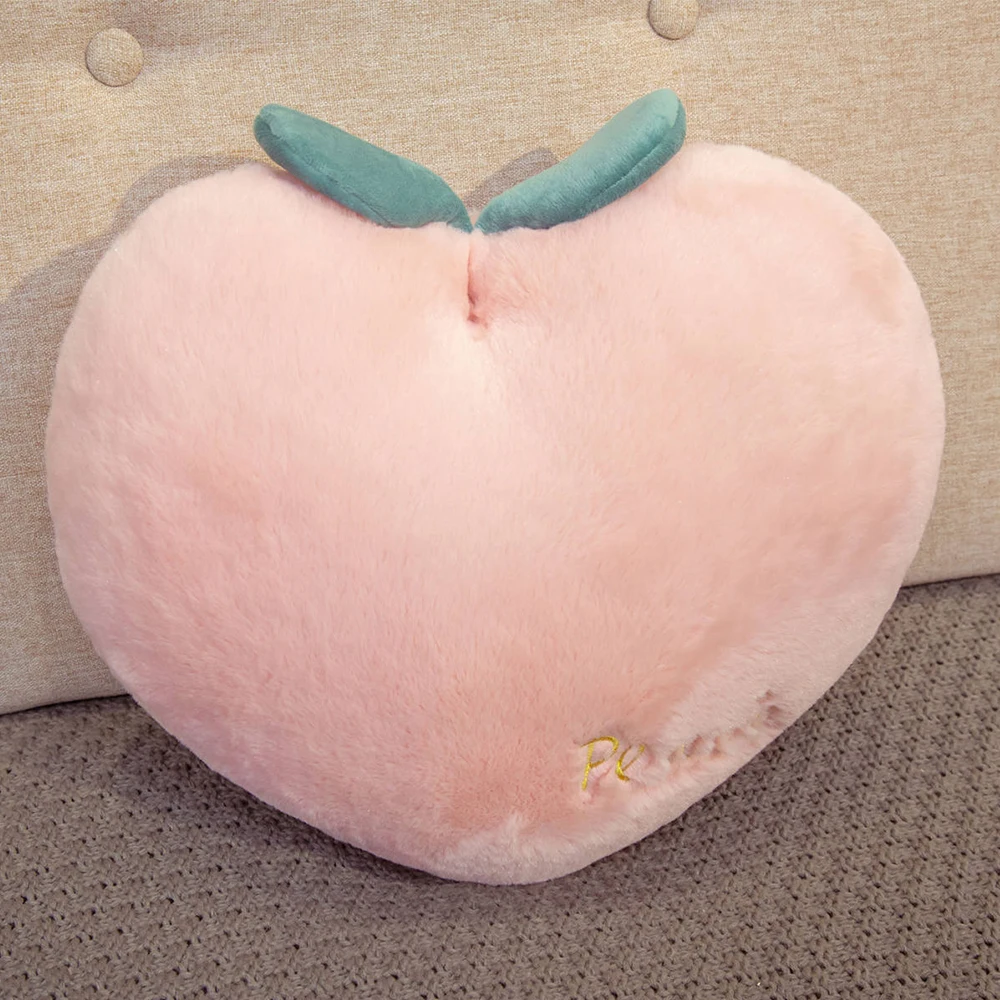 Bubble Kiss Cute Peach Plush Seat Cushion Cartoon Warm Heart-shaped Fluffy Pillow for Sofa Office Chair Siesta Velvet Cushion