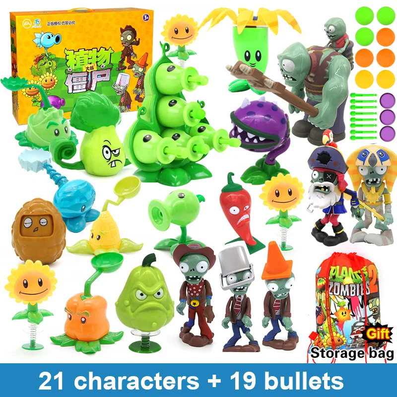 PLANTS VS ZOMBIES 2 Toys Full Set New Role Pea Shoote Alliance Bullet Ejection Attack Walking Dead Children's Gifts Delivery Bag