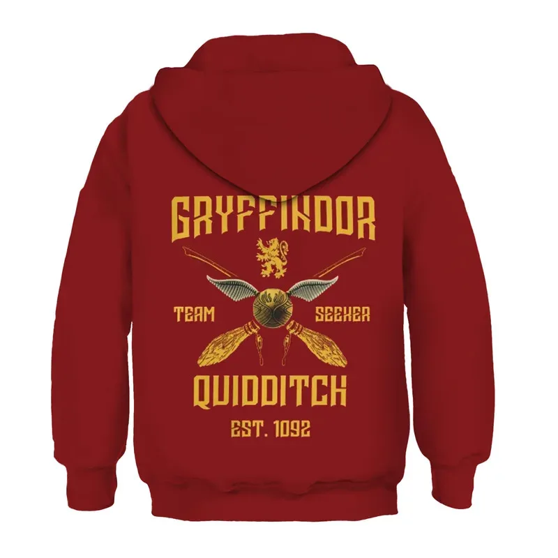 2025 New Anime Boys Girls Children's Clothes Slytherin Hooded Sweatshirts Hufflepuff Ravenclaw Novelty Kids Pot A Loving Family