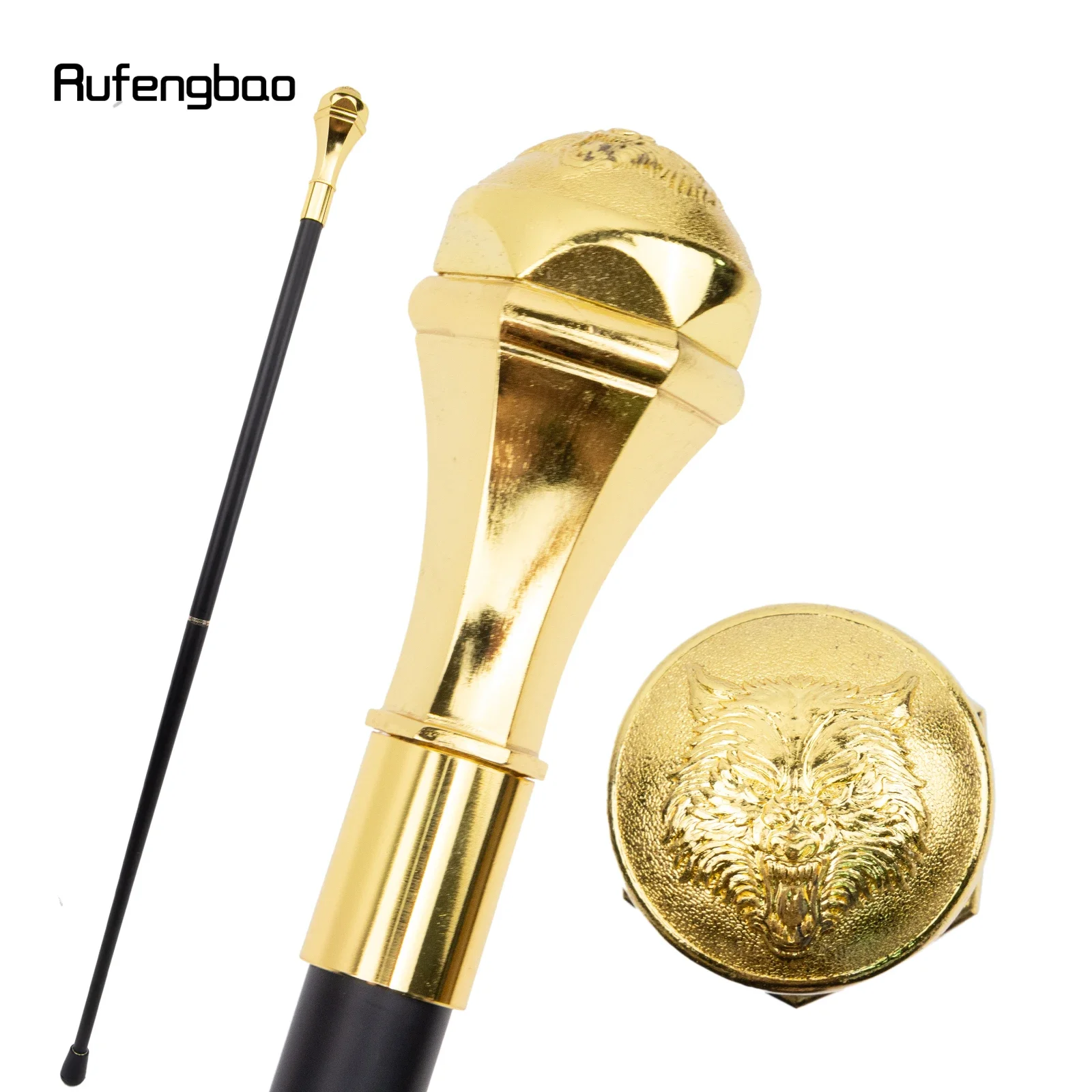 Golden Wolf Luxury Round Handle FDecorative Stick Parties Cane For Halloween For Cosplay And Parties, For Cosplay & Party