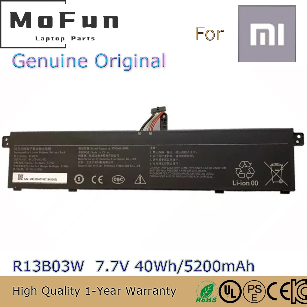 

Brand New Original R13B03W 7.7V 40Wh Laptop Battery for Xiaomi RedmiBook 13 inch XMA1903-AF/AN/BB 2(ICP4/53/118)(ICP4/43/65)