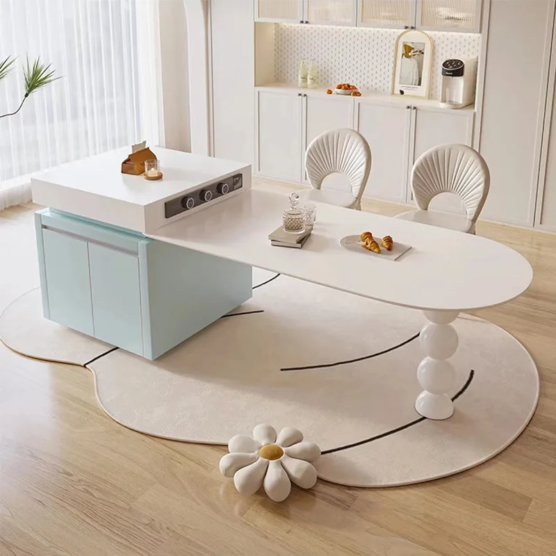 

Customizable New Cream Wind Slate Island Table Sink Integrated Kitchen Restaurant Light Luxury High-end Guide Platform