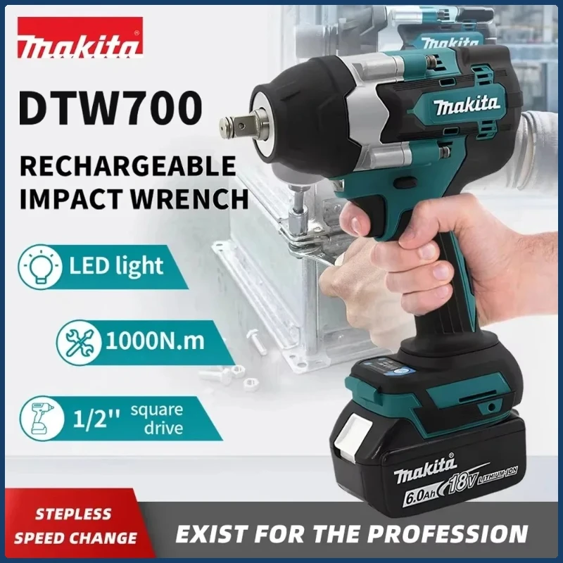 

Makita DTW700 Cordless Impact Wrench 1000N.M Large Torque Auto Repair Power Tools Brushless Electric Wrench Screwdriver