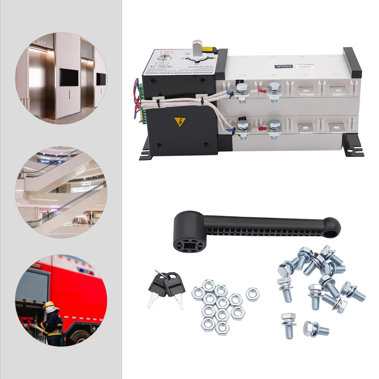 

4-полюсный 250A переменного тока, 110 В, 220 В, сетка для генератора, промышленный автоматический резервный переключатель
