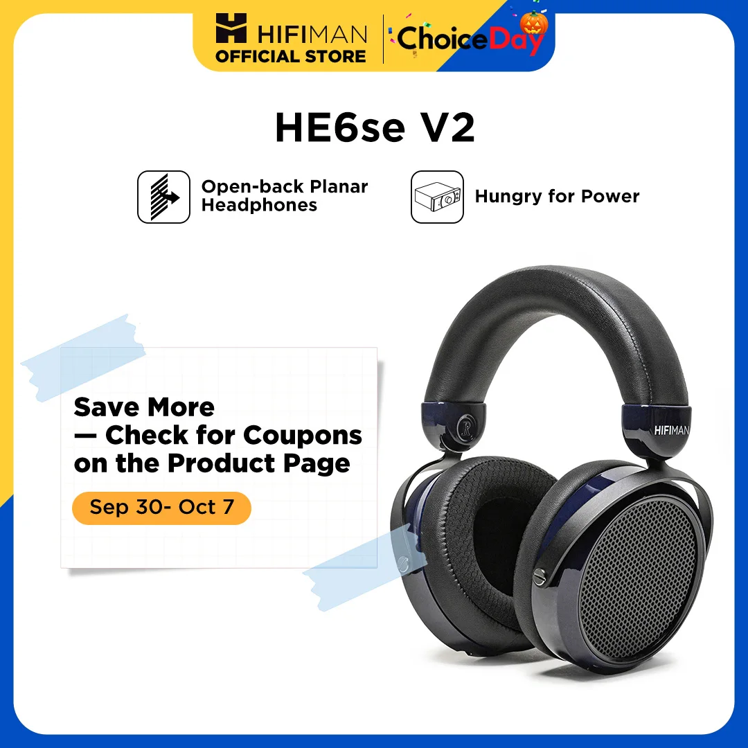 HIFIMAN HE6se Auriculares audiófilos magnéticos planos de tamaño completo sobre la oreja