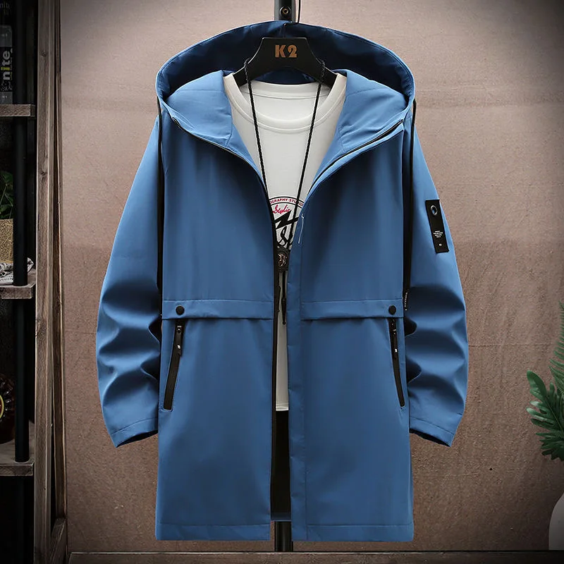 2023 Spring and Autumn New Fashion Trend Long Trench Coat Men Casual Loose Comfortable Waterproof High Quality Large Size Coat