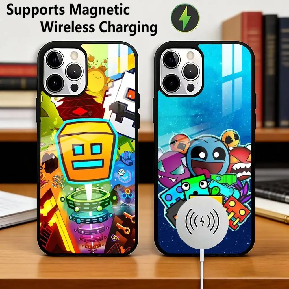 Geometrys Dashs Game Phone Case For iPhone17,16,15,14,13,12,11 Plus,Pro Compatible with magnetic wireless charging Gift