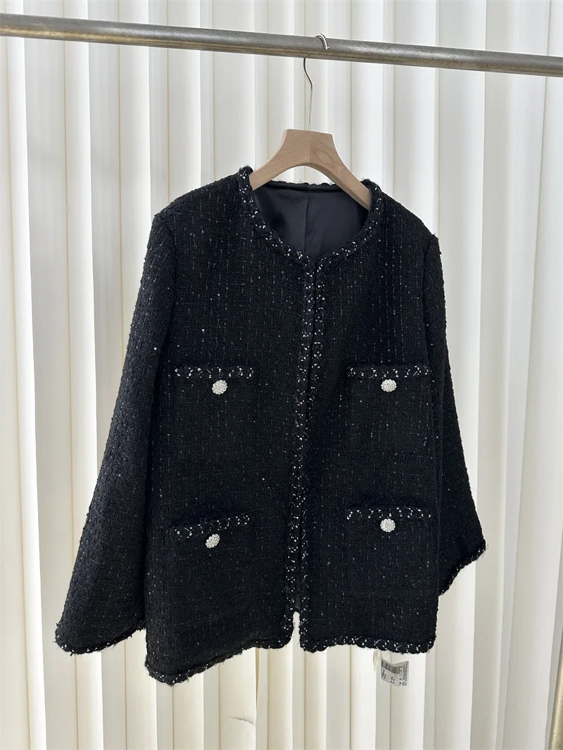 

Эксклюзивное женское пальто High-Defn JT Tweed Jaet Star с высоким содержанием мохера, для повседневной носки, с длинными рукавами и круглым вырезом