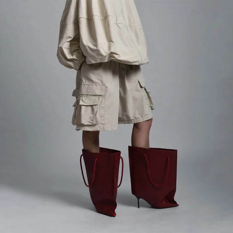 Women's Autumn/Winter New Pointe Novelty Bag-Style Boots Pointed Toe Stiletto Heel Fashion Statement Party Shoes - view 3