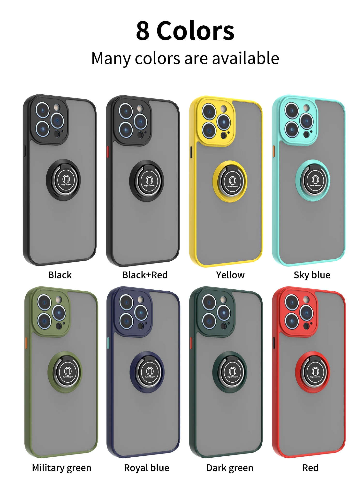 Magnetic Matte Case  For IPhone 15 14 13 12 11 Pro Max Mini X XS XR 8 7 Plus Shock Proof Ring Holder Cover