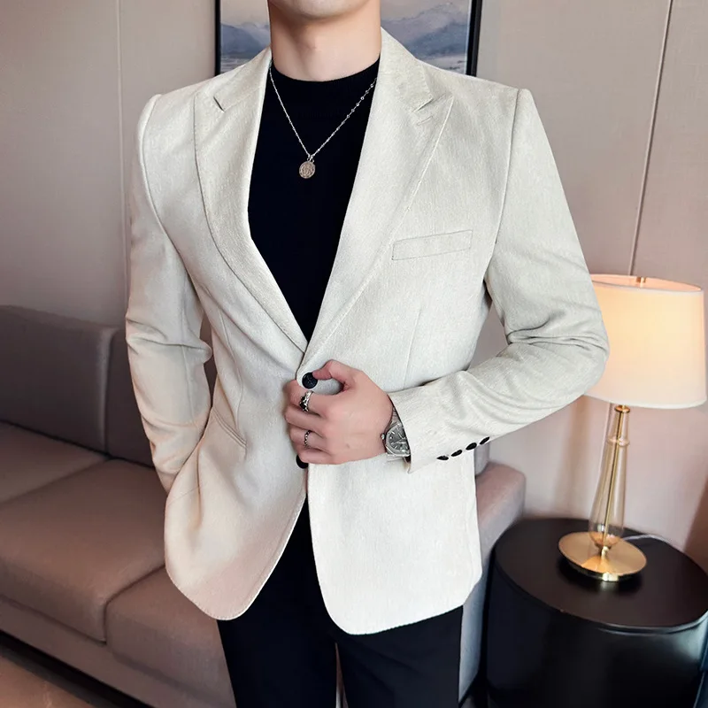Europe and The United States New Fashion Men's Corduroy Suit Advanced Texture Autumn and Winter Thick Fashion Suit Jacket Men.