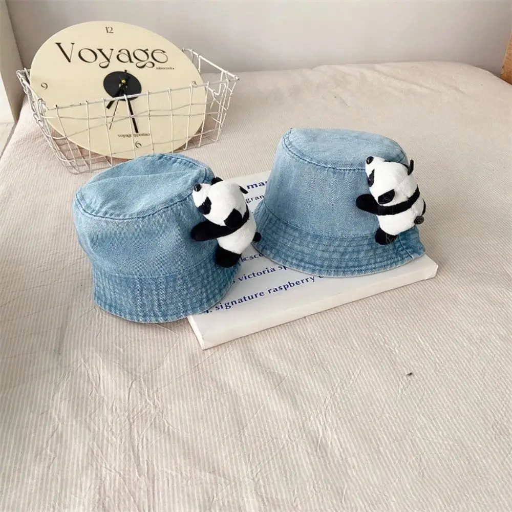 Chapeau pare-soleil pliable Panda pour enfants, Cowboy, Style coréen, chapeau de pêcheur pour bébé, Protection solaire, chapeau de bassin de couleur unie pour garçons/filles