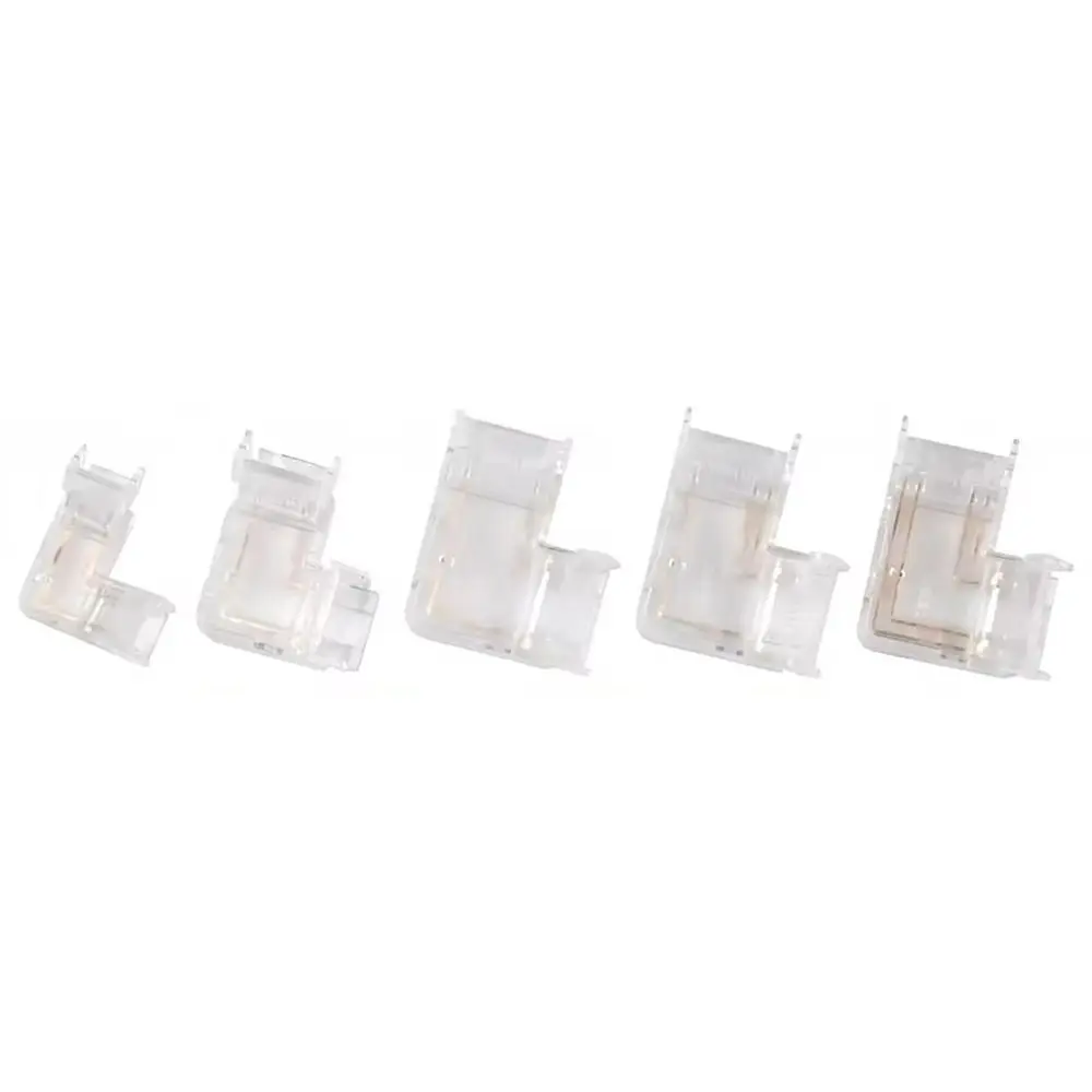 5Pcs/Set Mini Buckle COB Connector 2/3/4Pin Solderless LED Tape Light Connectors Transparent L-Shaped Corner