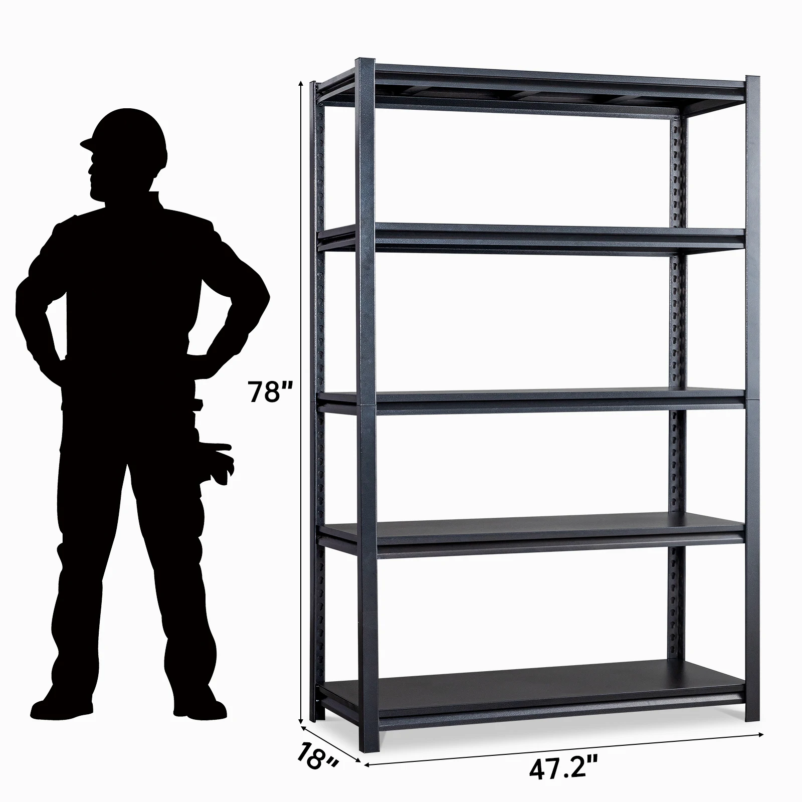 78-char: "H Adjustable 5-Tier Heavy Duty Garage Shelves, 2200LBS Metal Storage Racks for Warehouse, Pantry, Closet
