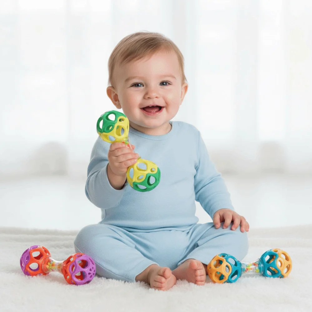 High Quality Colorful Rattle Ball Lightweight Plastic Rattle Newborn Sensory Early Education