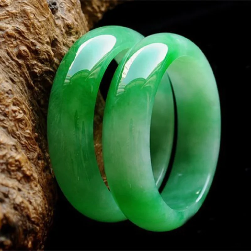 Ice-like Bright Full Green Moisturizing Floating Flowers Jade Burma Jadeite Bracelet Women's New Gift with Certif