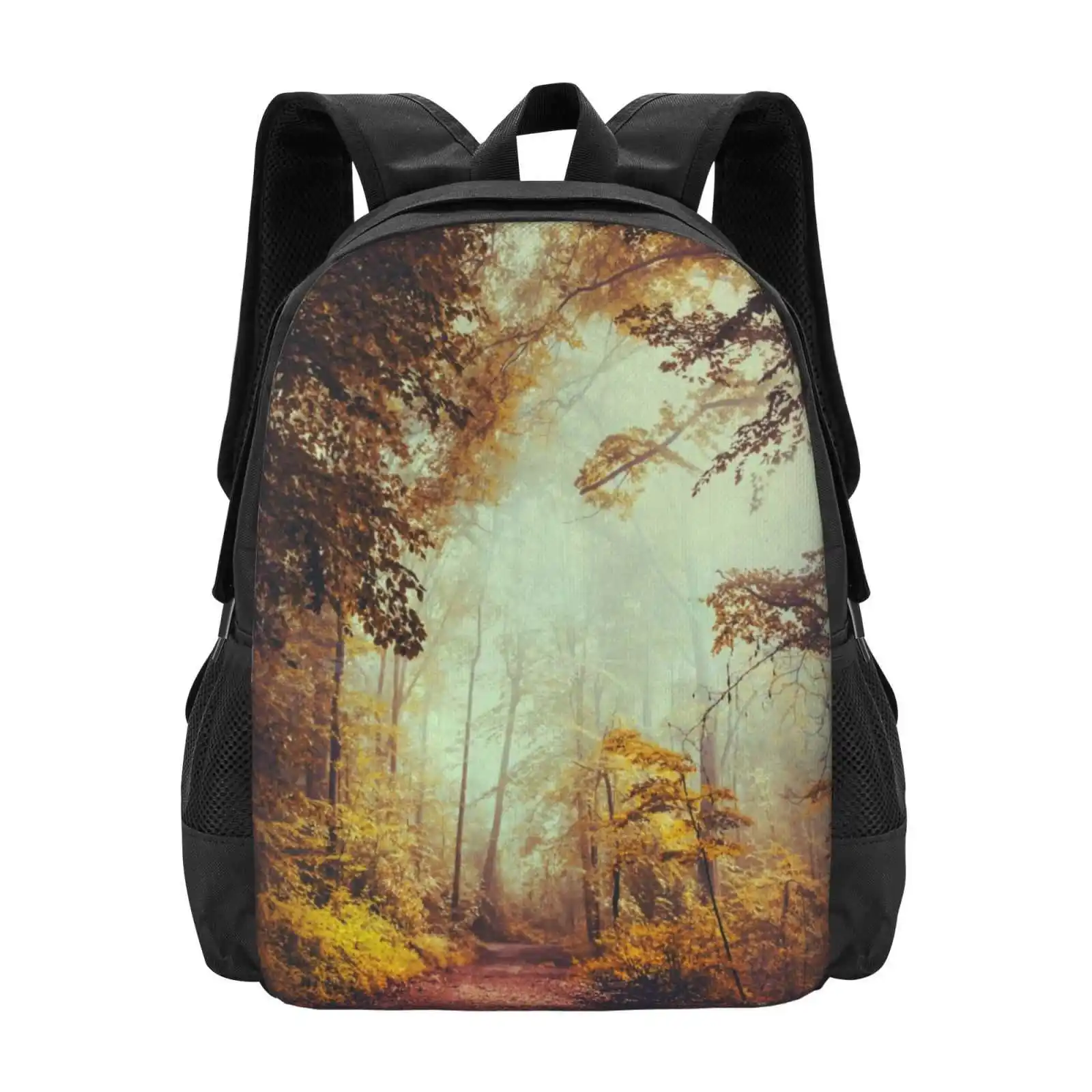 Silent Forest Hot Sale Backpack Fashion Bags Outdoors Nature Germany Backlight Leaves Beech Trees Landscape Bucolic Surreal