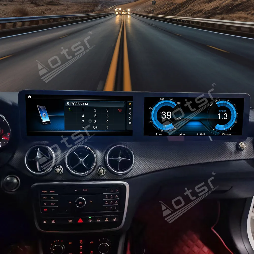 

Двойной 12,3-дюймовый автомобильный радиоприемник CarPlay Android 13 для Benz A/CLA/GLA NTG 5,0 2016-2018/NTG 4,5 2013-2015, мультимедийный головное устройство GPS Navi