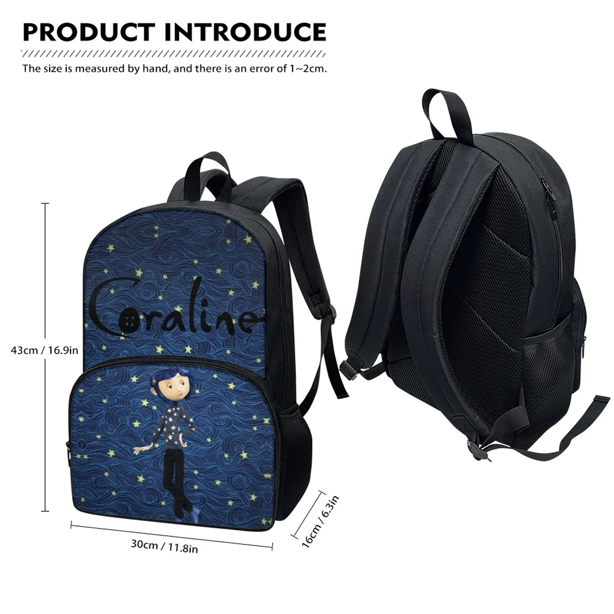 FORUDESIGNS Coraline Flauschigen Schulranzen Mittleren Schule Student Populäre Klassische Wasserdichte Campus Taschen Mehrzweck Bookbags