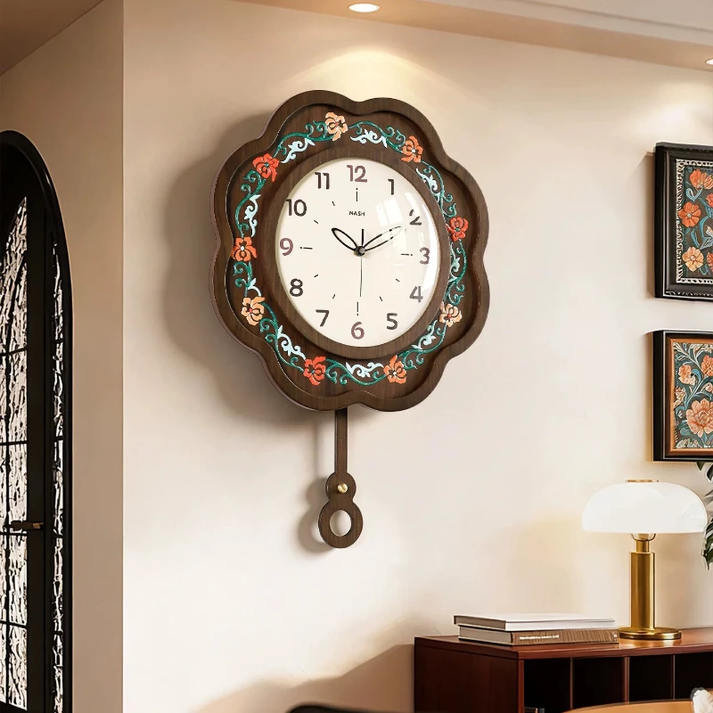 Chinese Style Vintage Wall Clocks Luxury Living Room Modern Aesthetic Wall Watch Simple Nordic Reloj De Pared Room Decorations