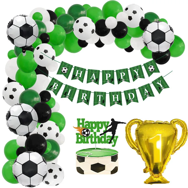 Football Themed Balloon Set Celebration Ball Birthday Balloon Chain Soccer Champion Blackjack Balloon  Set 76pcs