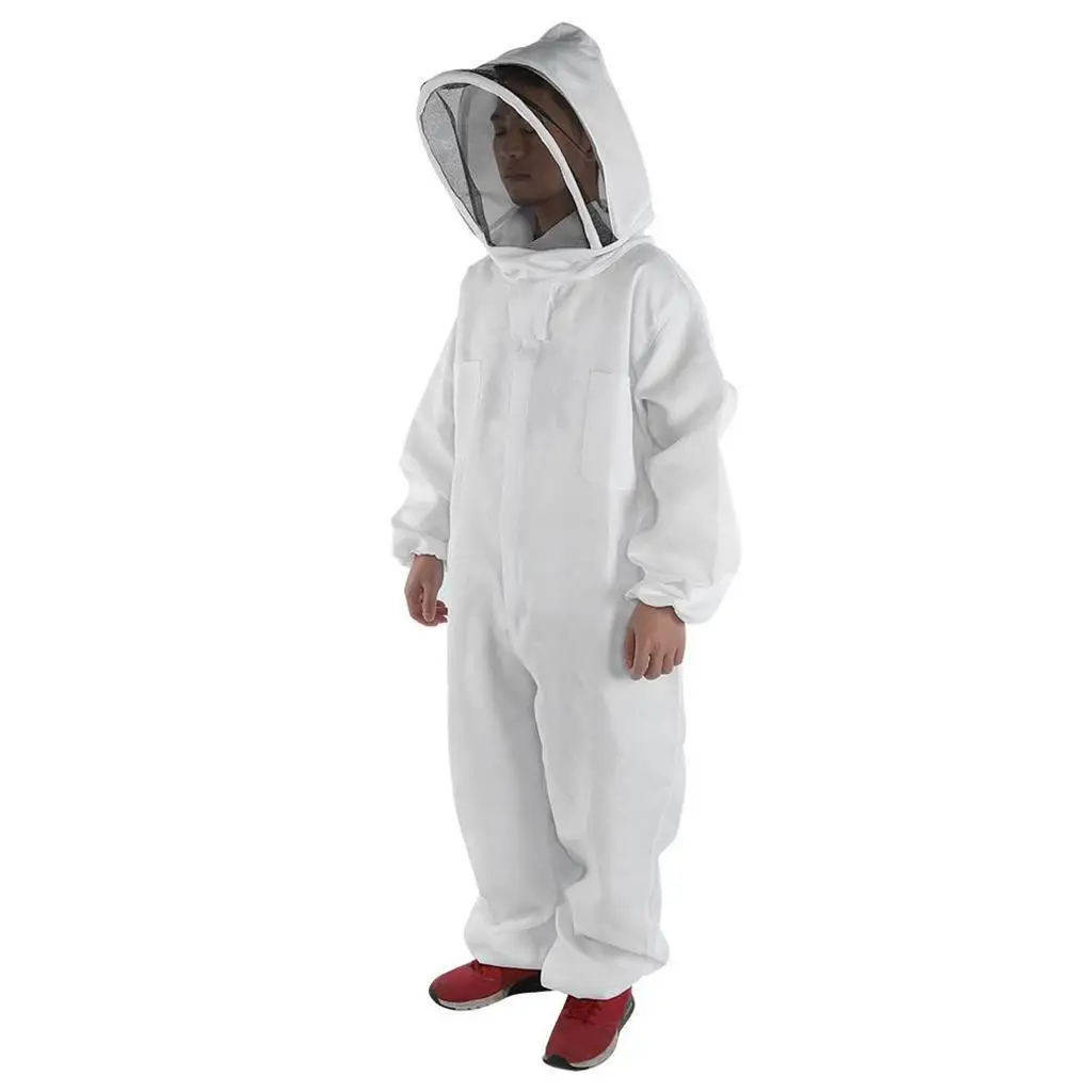 Professional Beekeeper Suit with Mesh Hood Elastic Cuffs Bee Protection Clothing for Backyard Hives