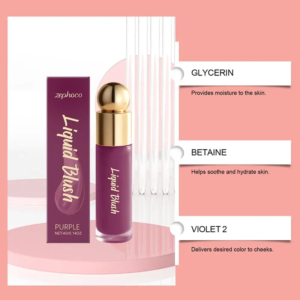 Zephoco أحمر الخدود السائل هلام أحمر عاري وردي مقاوم للماء الوجه كونتور الظل طبطب لامع متعدد الوظائف أحمر الخدود الكوري #2