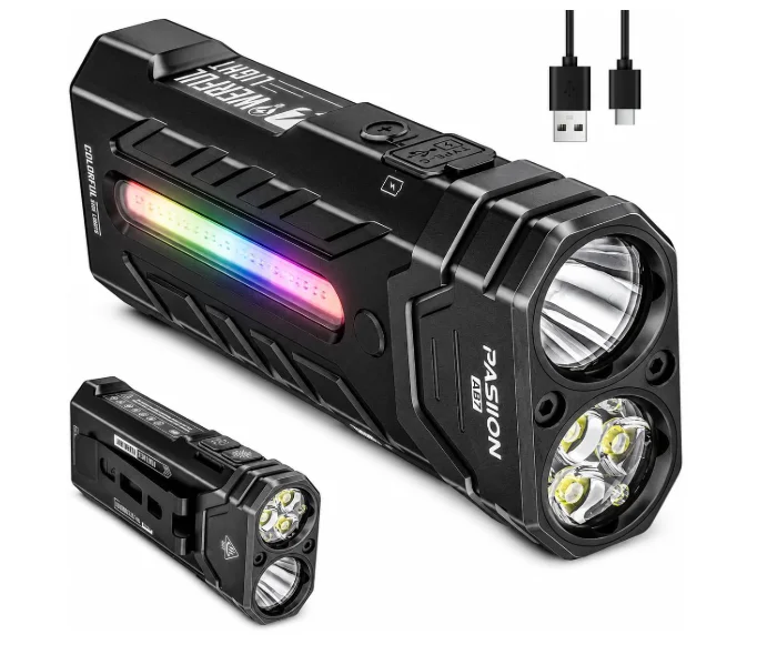 EDC Rechargeable Multifunctional Flashlight, Magnetic Base, Waterproof, Gift Box for Camping, Hiking, Home Repair, Emergency