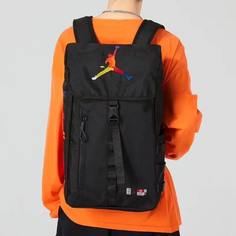 Jordan Colorful Jumpman Logo Backpack, Basketball Bag, Laptop Bag, School Bag, Unisex, Large Capacity, Casual Sports, Polyester (Polyester Fiber) Jd2143027Gs-001