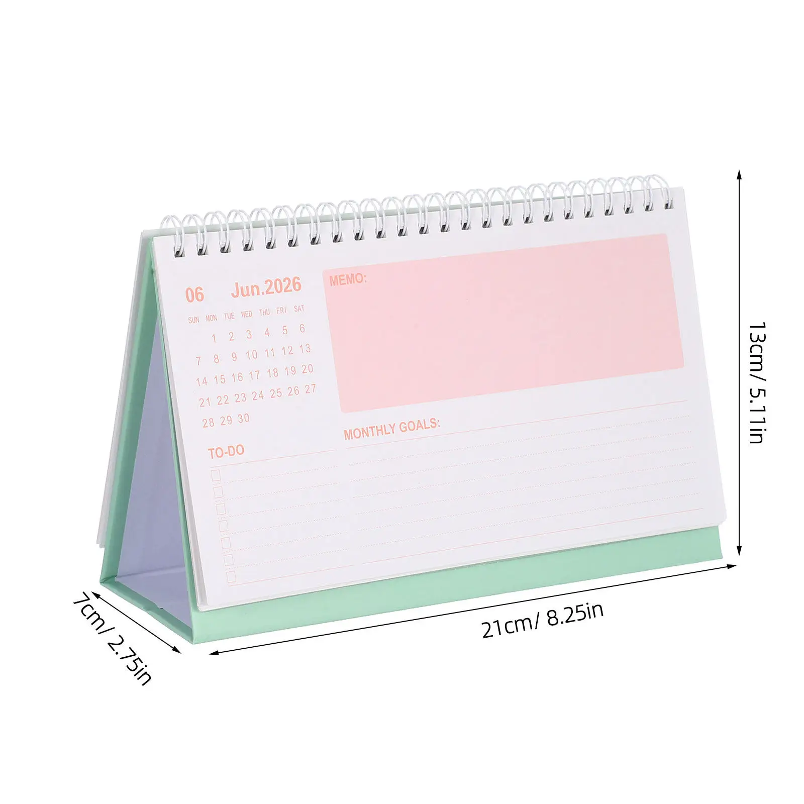 Desk Calendar 2026 Spiral Bound Minimalist Standing Flip Monthly Weekly Daily Planner Desktop Organizer Office School Schedule
